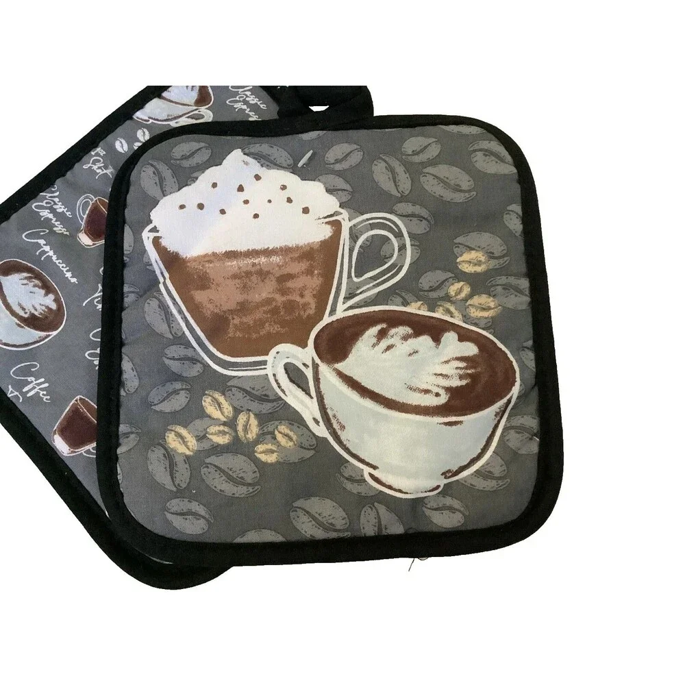 Coffee Time 4 Pc Kitchen Towel Set - 1 Towels, 2 PotHolders, 1 Oven Mitt - NWT